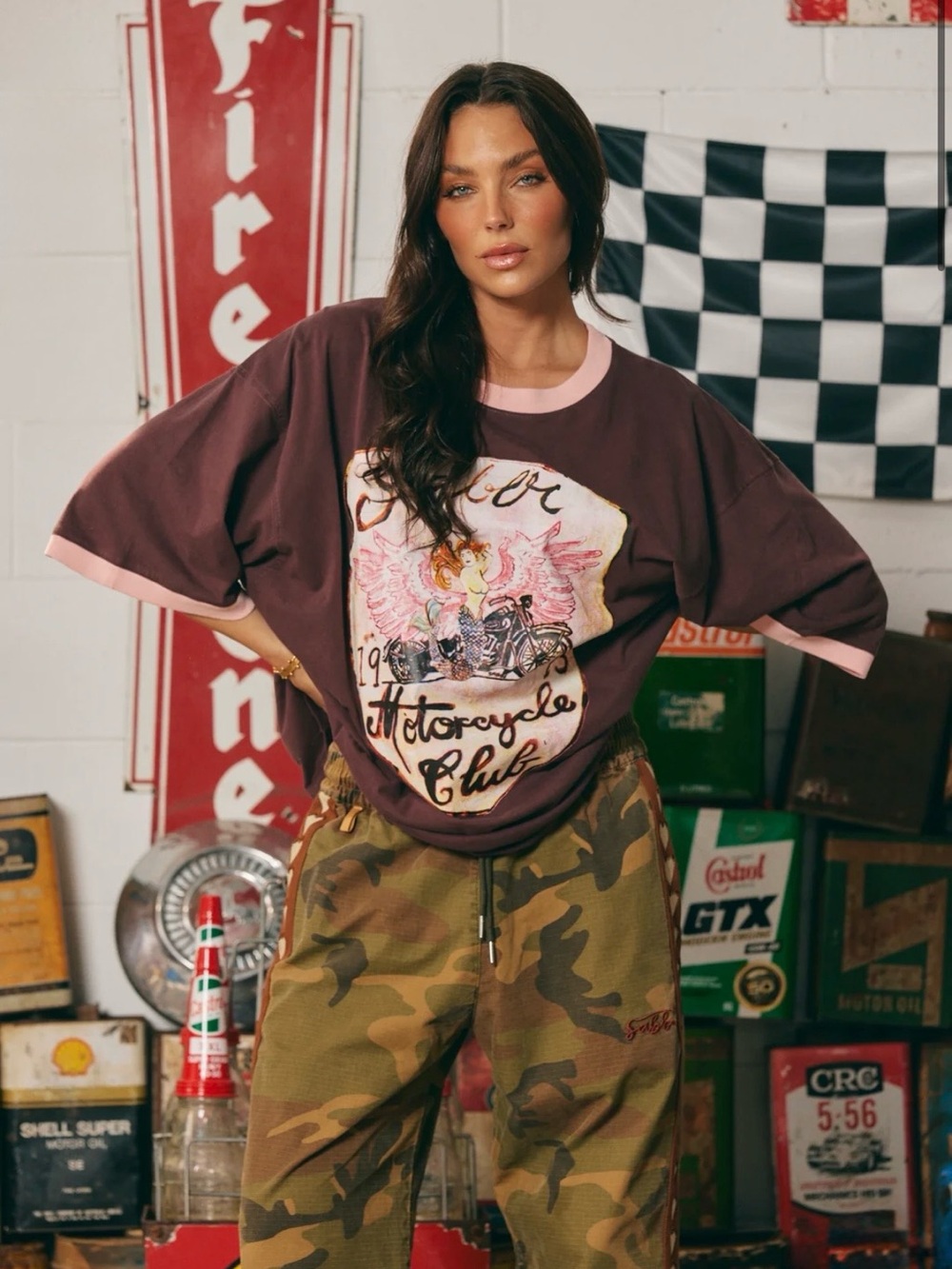 Sabbi THE VERY OVERSIZED RIDE OR
DIE TEE - BROWN